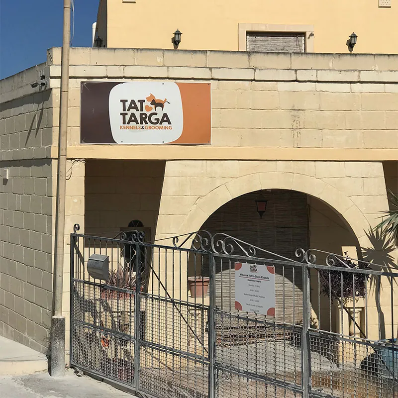 The Tat-Targa Kennels gate on Triq Wied Filep, Naxxar.